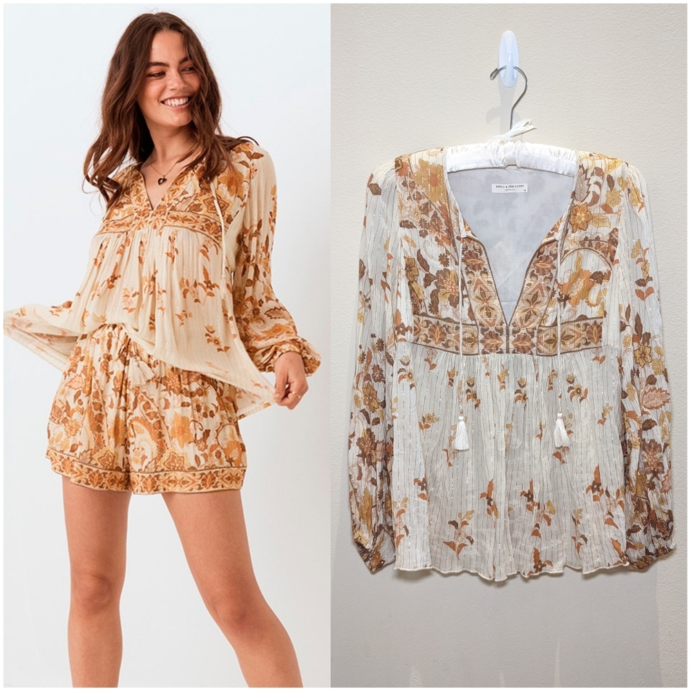 Spell Orange and Cream Blouse with Elegant Design